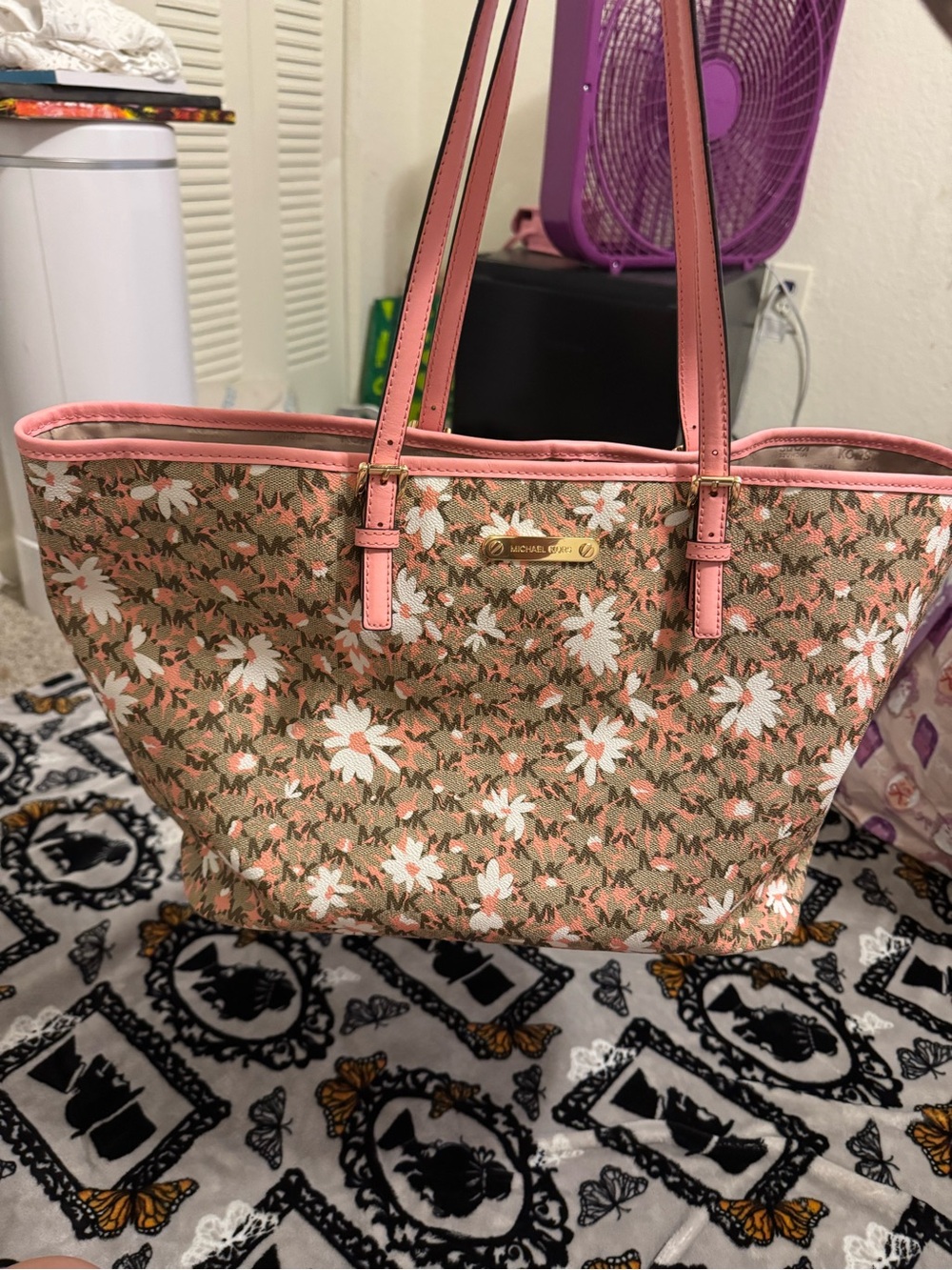 Michael Kors Pink Floral Monogram Tote
